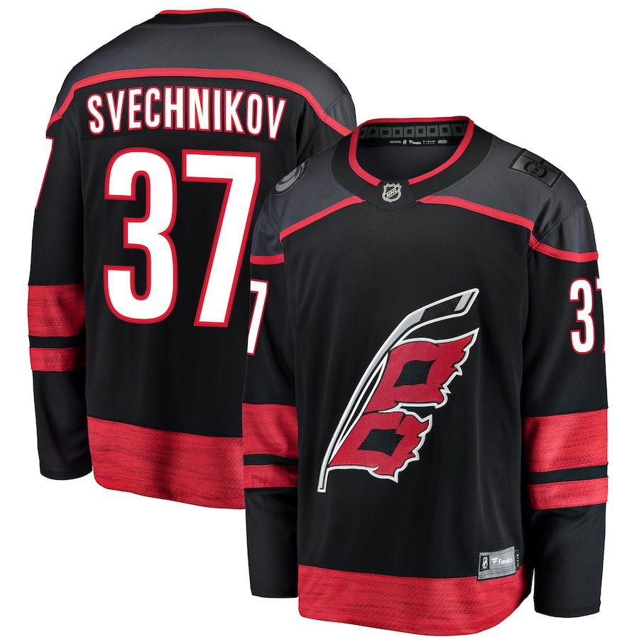 Men Carolina Hurricanes #37 Andrei Svechnikov Fanatics Branded Black Home Premier Breakaway Player NHL Jersey->women nhl jersey->Women Jersey